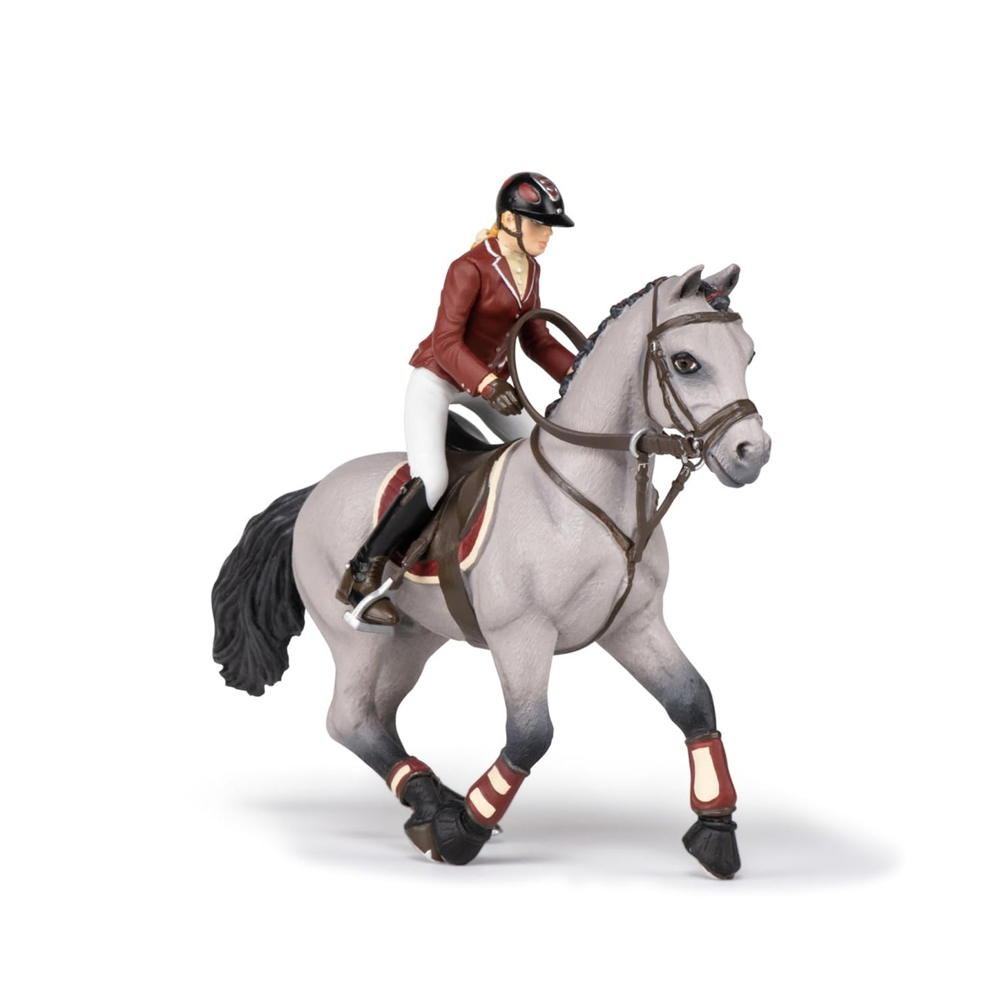 Papo Competition Horse with Riding Girl, Plastic, Red, Model 51563