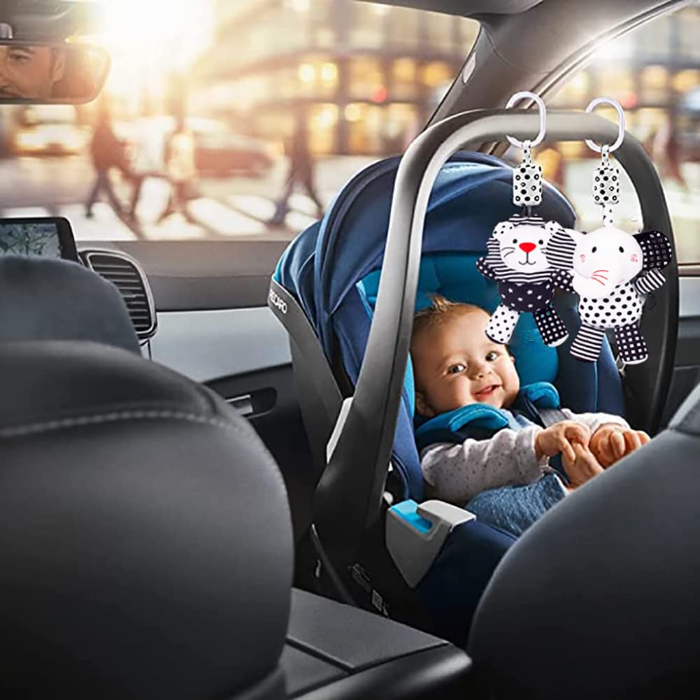 Shxero 2Pcs Hanging Rattle Toys For Babies, Hanging Baby Toy, Car Seats Stroller Toys With Wind Chime For Newborn 0-36 Months, C