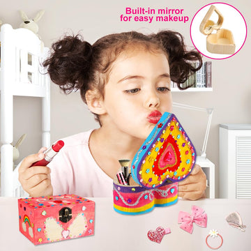 Crafts for Girls 8-12, 2 Pack DIY Wooden Jewelry Box Art Craft Supplies Painting Kit for Kids Ages 4-6 6-8 5 7 9 10 11 Year Old