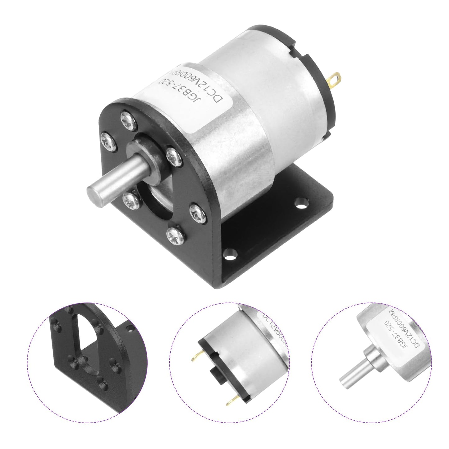 Dmiotech Micro Dc 12V 600Rpm Geared Motor With Bracket Gear Reduction Motors 37Mm Diameter Gearbox Micro Speed Reduction For Rc
