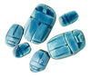 Made In Egypt - Scarab Beads Assorted Sizes - Package Of 6 - Blue - Ancient Egyptian Collectible