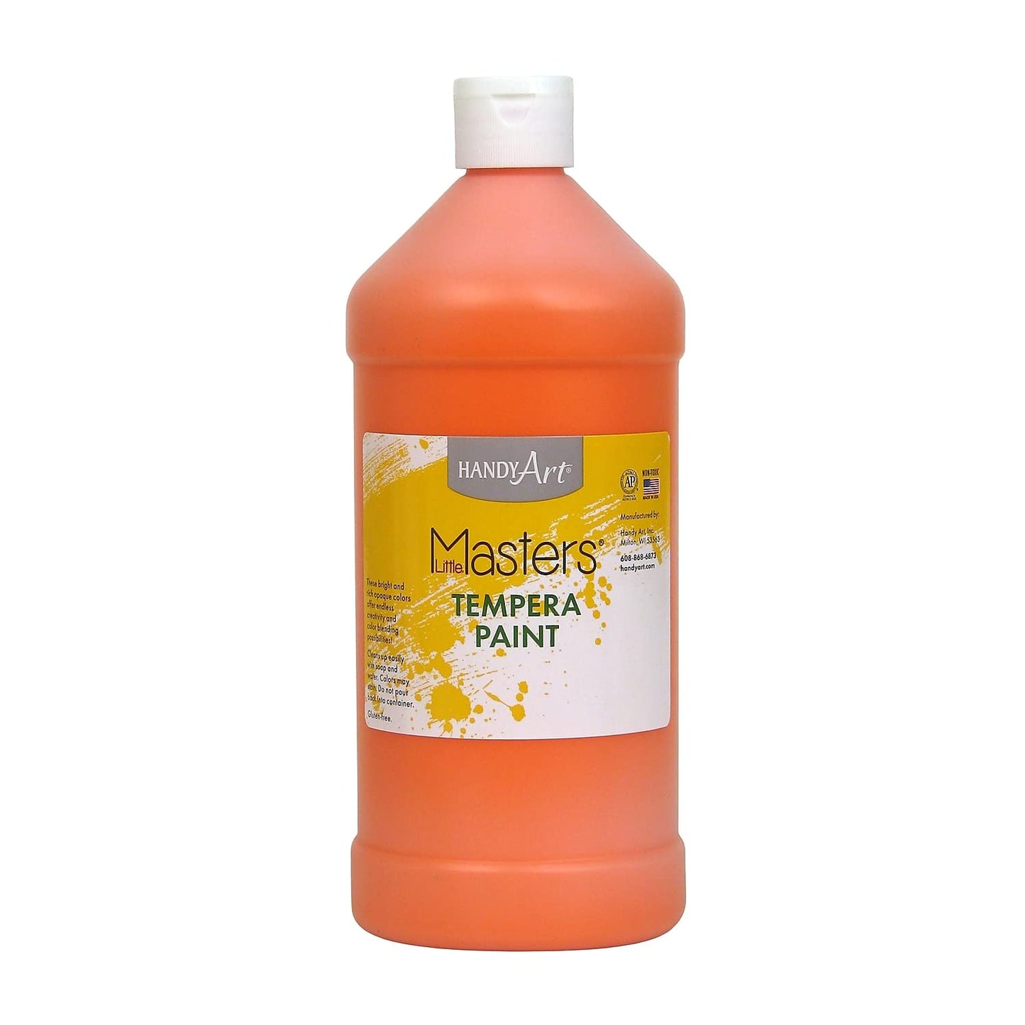 Little Masters Tempera Paint, Orange, 32 oz., Pack of 6
