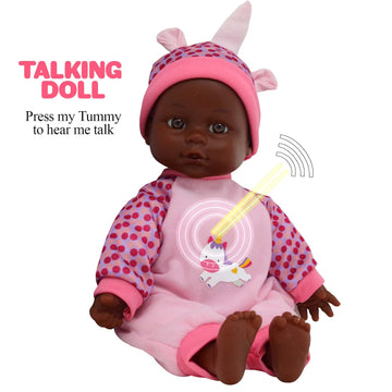 12 Inch Baby Dolls For 3 Year Old Girls - Soft Body Interactive Baby Doll That Can Talk, Cry, Sing And Laugh - Makes Cute Gibberish Sounds - (Caucasian, African American Baby Doll Available)