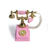 Dollhouse Telephone 1:12 Miniature Vintage Rotary Phone Model Desk Decoration Retro Mini Accessorries For Artificial House Living Room Scene (Pink)