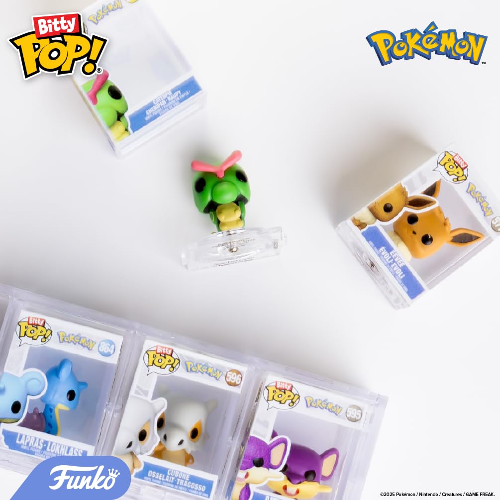 Funko Pop! Bitty: Pokemon - Squirtle, Eevee, Growlithe, and Psyduck - 0.9 Inch (2.2 Cm) Collectable - Stackable Display Shelf In