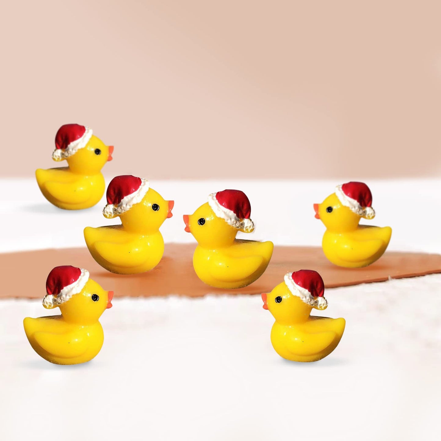 Eomtur 50Pcs Miniature Cute Cap Duck Exquisite Mini Duck Figures Small Rubber Ducks For Reunion Decoration Birthday Bath Cake Ornament (Yellow)