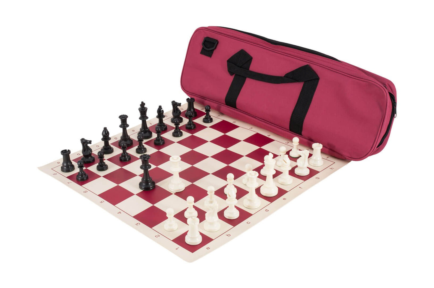 Deluxe Chess Set Combination - Triple Weighted - By Us Chess Federation (Burgundy)