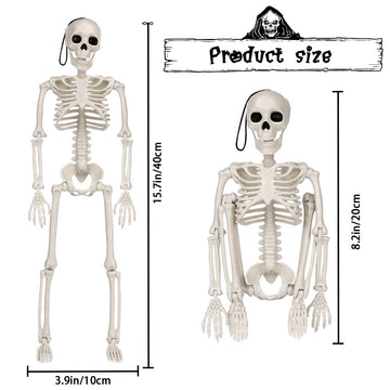 Ximishop 8Pcs Posable Halloween Hanging Skeleton Decoration, 16” Full Body Halloween Skeleton Decoration With Movable Joints For Halloween Graveyard Haunted House Decore Indoor Outdoor