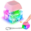 Keyboard Fidget Toys Keychain Keyboard Decompression Toys Mechanical Key Button Stress Relief Gifts for mature-themed and Kids Finger Clicker Toys ADHD Toy Cool Fidgets(LED Light-Pink)