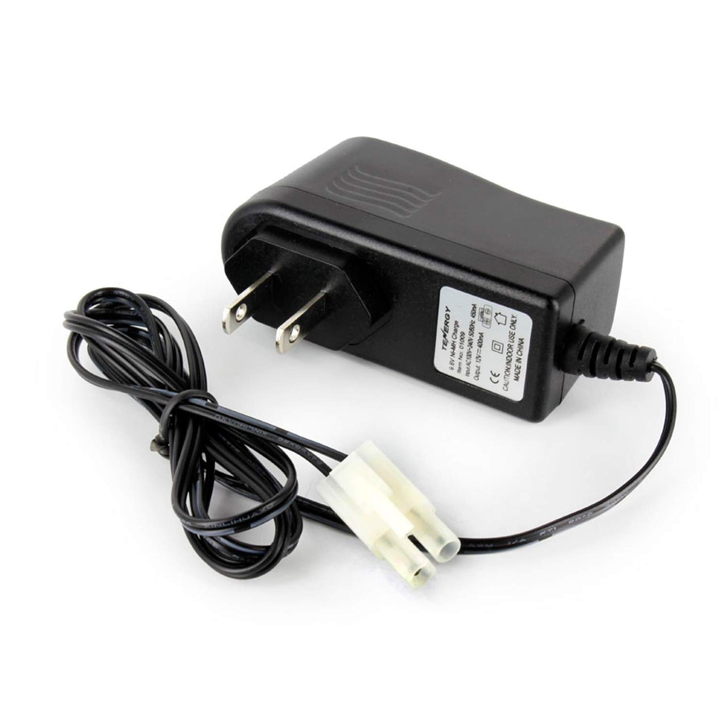 Tenergy RC Battery Charger for 9.6V (8S) NiMH/NiCd Battery Packs, 12V 400mA AC Plug Charger w/Standard Tamiya Connector for RC H
