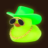 Wonuu Noctilucous Rubber Duck Green Glowing Rubber Ducks With Sunglasses Necklace Cowboy Hat, No Electricity, Diamond Sunglasses