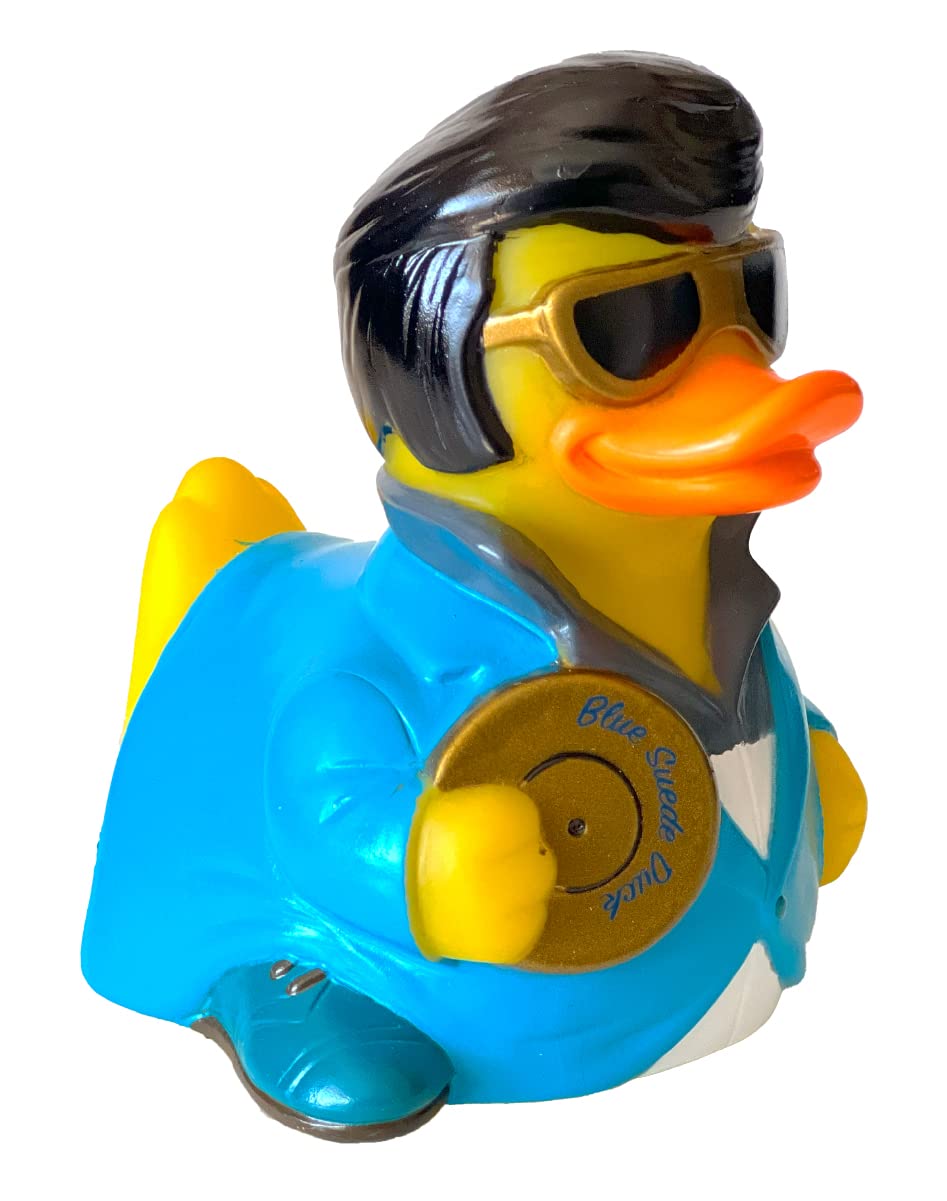 Celebriducks - Blue Suede Duck - Floating Rubber Ducks - Collectible Bath Toy Gift For Kids & Adults Of All Ages
