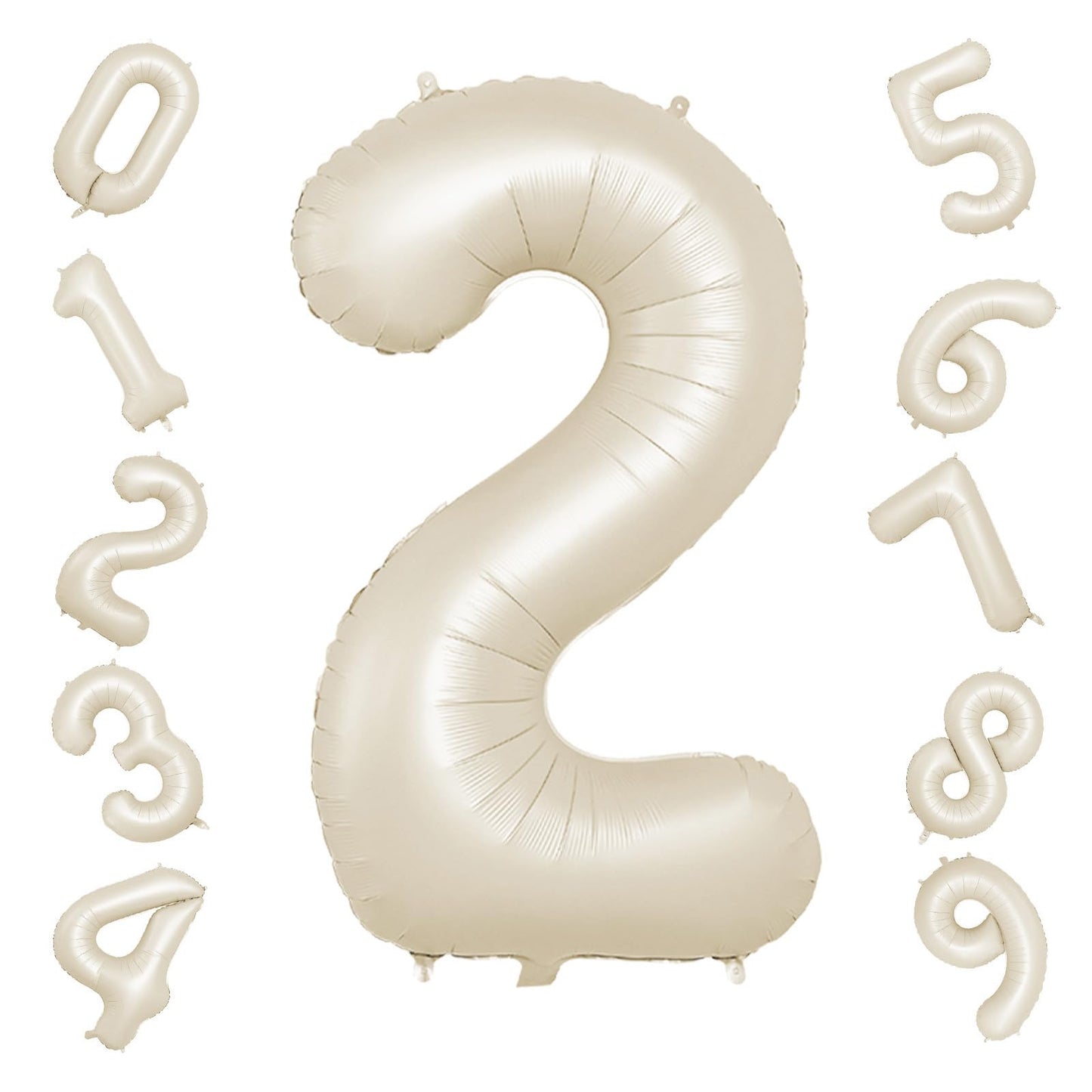 40 Inch Cream Number 2 Balloon, Beige Large 2Nd Birthday Balloons, Digital 2 Cream White Giant 2 Foil Balloon Helium For Boys Gi