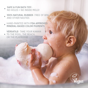 Hevea Kawan Mini Rubber Duck - 100% Natural Rubber Baby Bath Toy - Eco Friendly, Perfect For Playing, Teething, And Bathing - Mold Free Bath Toys - Eggnog