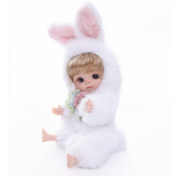 Reborn Baby Doll 10 Inch - Realistic Full Vinyl Bunny Girl With Blonde Hair & Purple Eyes - Soft Collectible Toy Gift For Girls