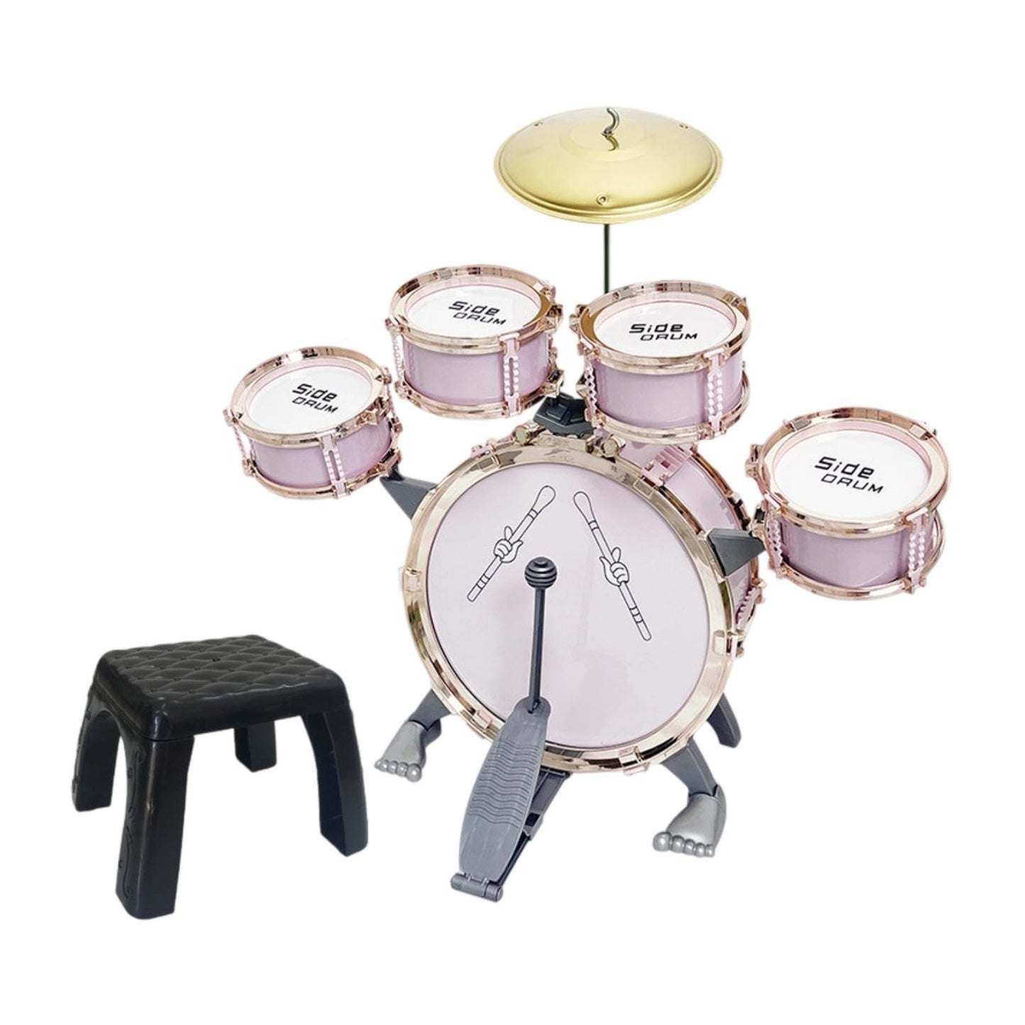 EcomistiqKids Drum Set Compact Musical Instruments Toy For Party Concert Kindergarten Pink|Musical Instruments & Gear|Percussion