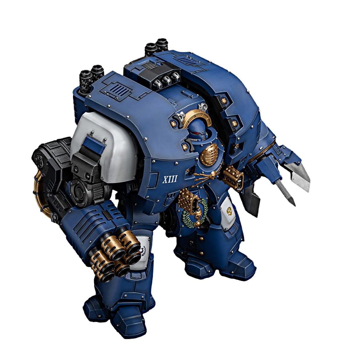 JOYTOY Warhammer 40K 1/18 Action Figures Ultramarines Leviathan Dreadnought with Cyclonic Melta Lance and Siege Claws Collectible Model Birthday Gifts