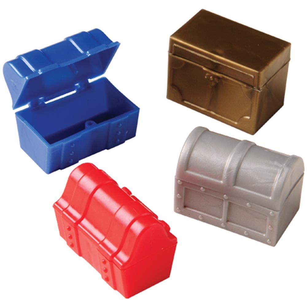 U.S. Toy Retro Miniature Treasure Chest Assorted Shapes & Colors, 4 Pack, Fits Under Bed