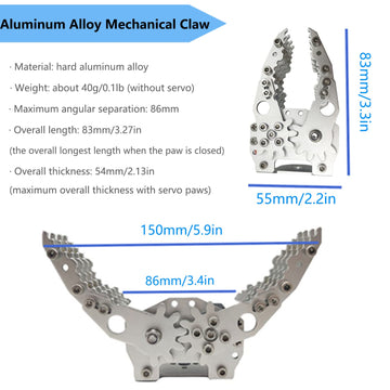 Swaytail Professional Metal Robot Arm/Gripper/Mechanical Claw/Clamp/Clip With High Torque Servo, Rc Robotic Part Educational Diy