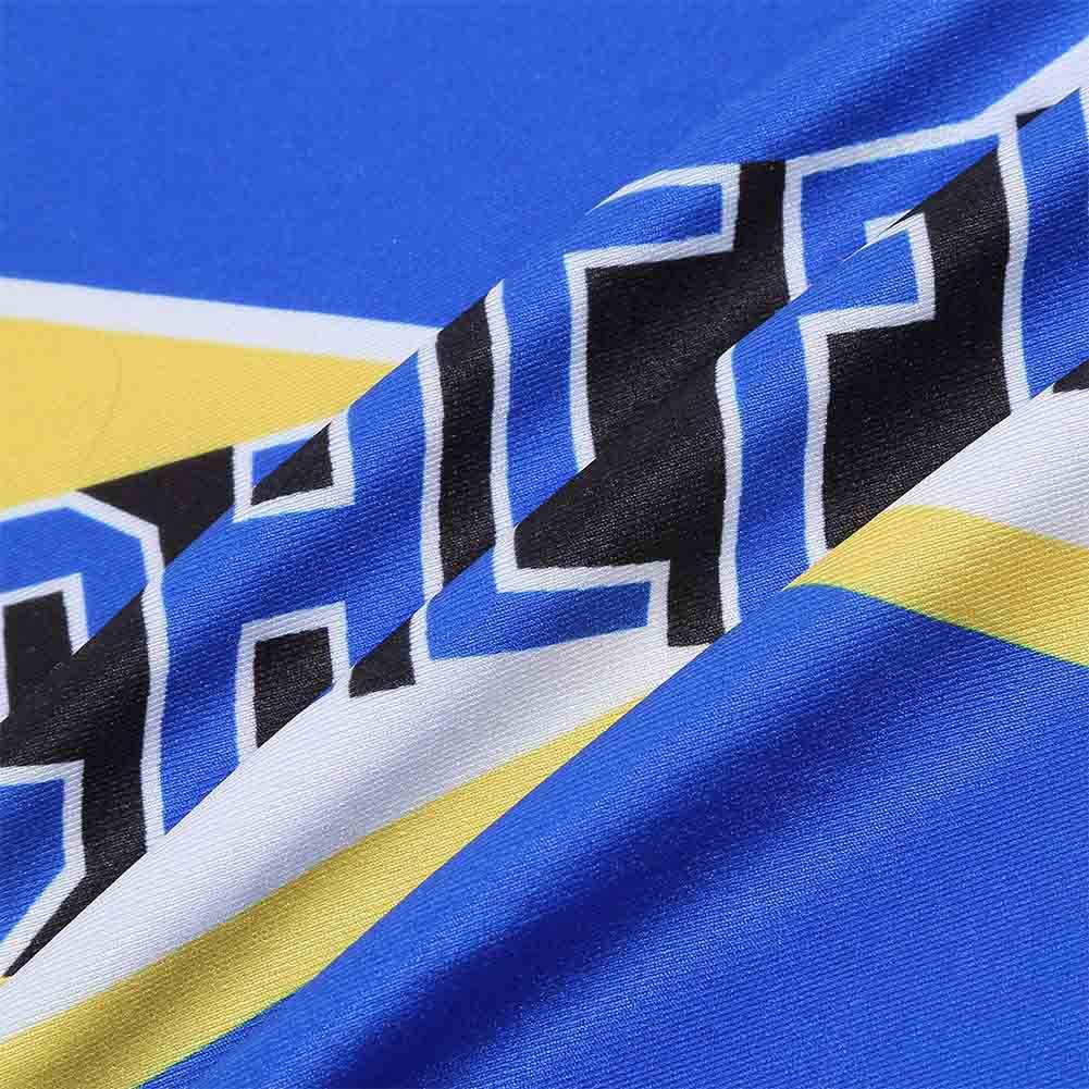 Lmyove Cheerleader Costume For Girls, Cheerleading Outfit For Kids With Pom Pom, Child Halloween Costume Dress Uniform, Blue & Yellow, 4-5T