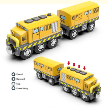 Hyperliving Wooden Train Track Accessories Battery Operated Locomotive Train, Motorized Train For Toddlers With Magnetic Connection