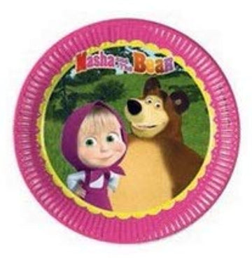 Procos 86511 Masha and Bear Paper Plates 23 cm Multi-Coloured, Multicolor