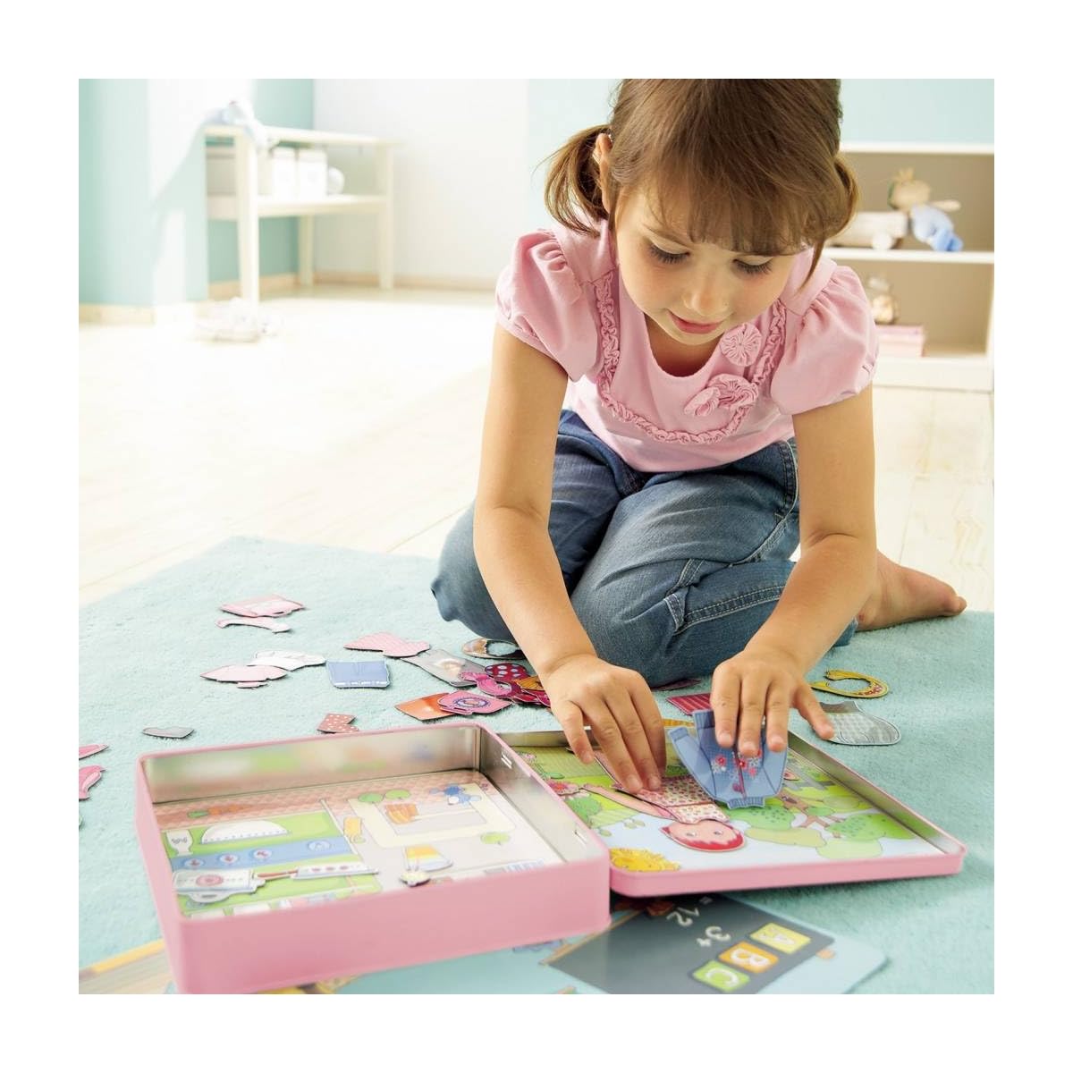 Haba Dress-Up Doll Lilli Magnetic Game Box - 54 Magnet Pieces In A Sturdy Metal Tin - Great Magnetic Travel Game