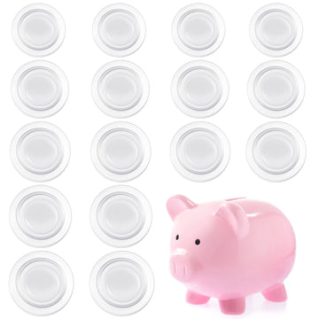 Boao 20 Pieces Piggy Bank Stopper Replacement Piggy Bank Plugs Bulk Rubber Saving Box Stopper(5 Sizes,Clear)