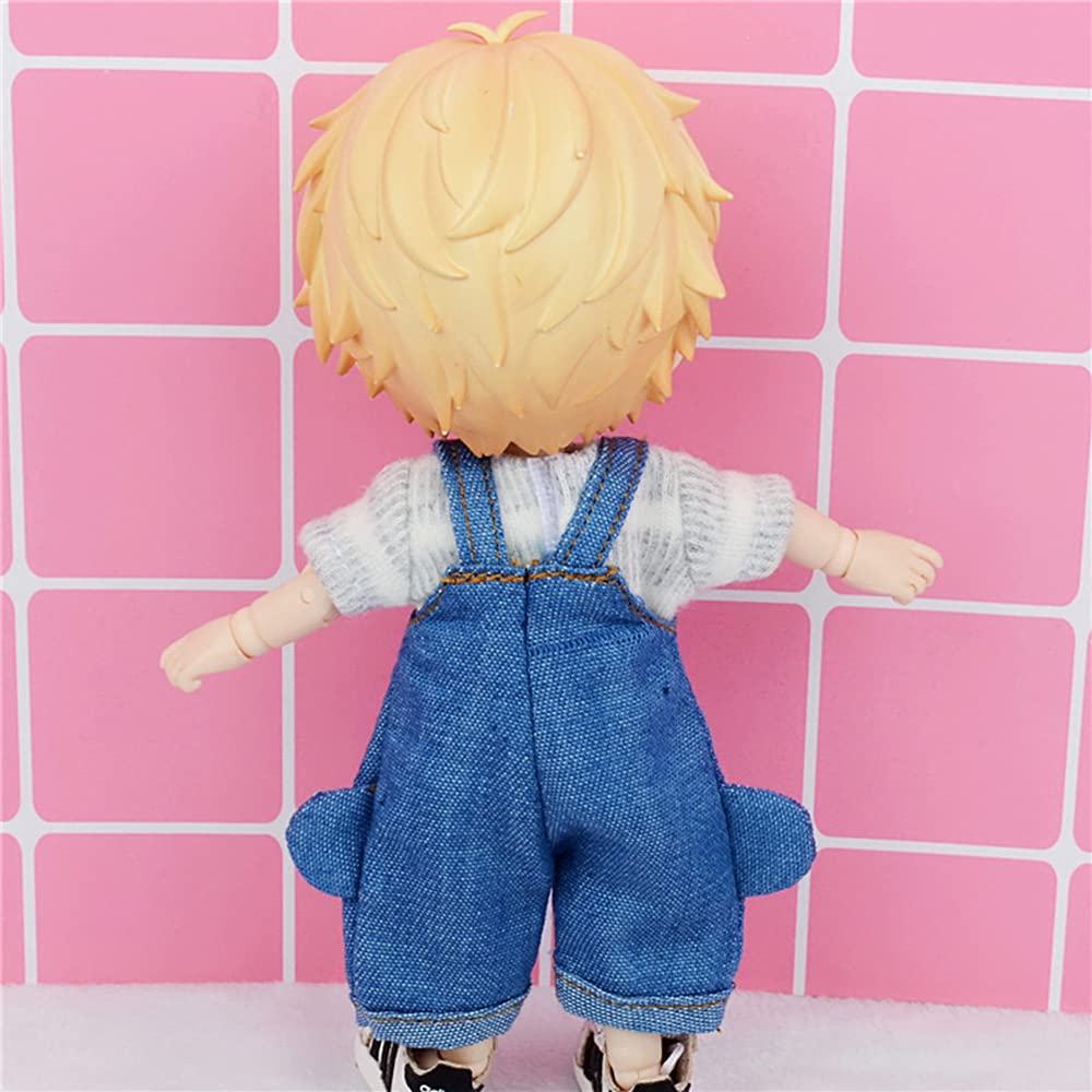 Xidondon 1/12 Bjd Doll Clothes Fashion Suspender Pants T-Shirt Set For Ob11 Gsc Body9 Dolls Accessories (Dark Blue)