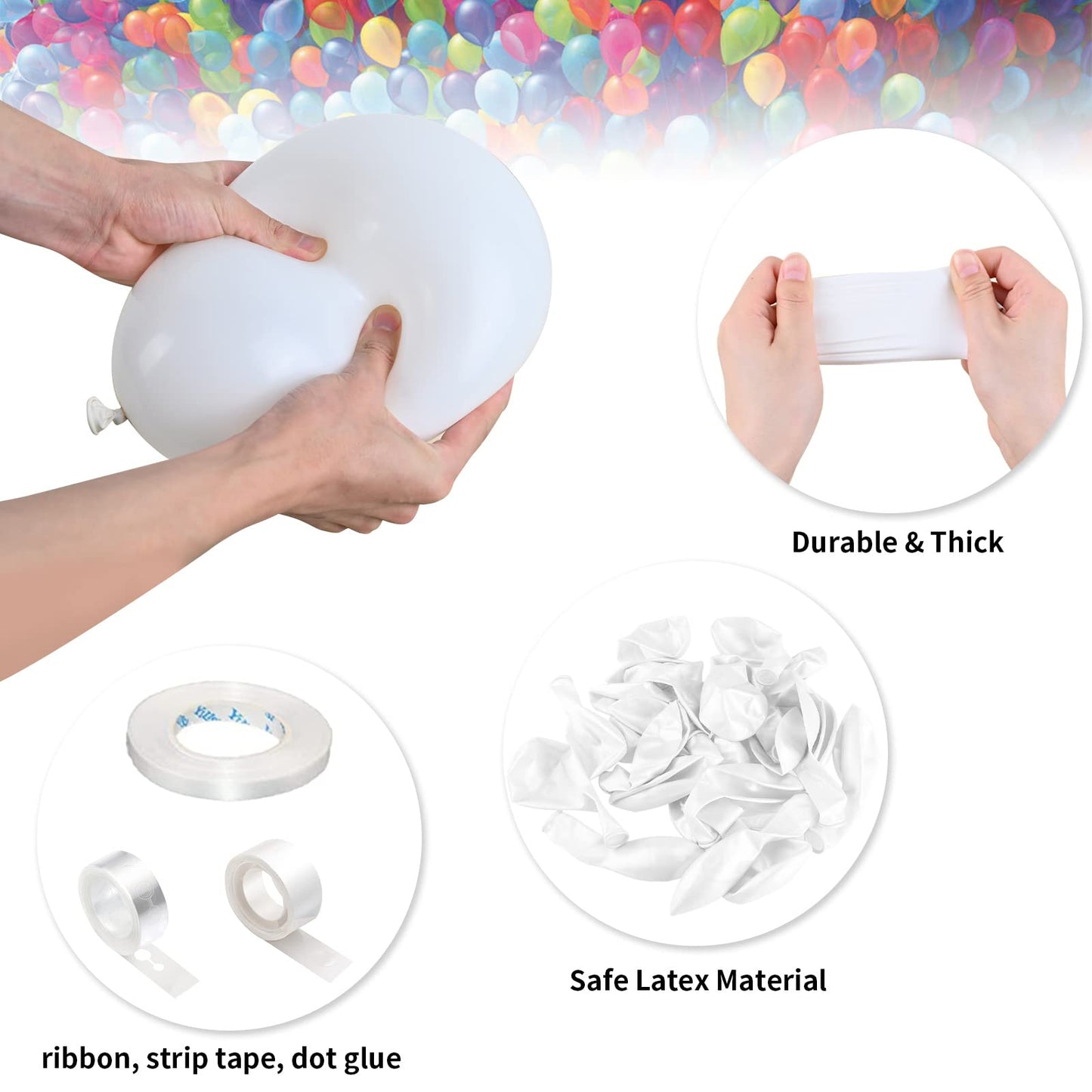 Matte White Balloons Cream Latex Balloon 5 10 12 18Inch Different Sizes 103Pcs White Balloons Kit For Kids Birthday Party Decoration Baby Shower Wedding Annversary Holiday