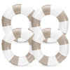 Whaline 4 Pcs White Tan Inflatable Swimming Float Toys Swim Rings Striped Prints Pool Loungers Tube for Summer Swimming Beach Pa