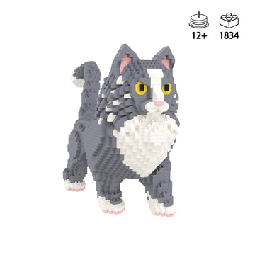 Larcele Micro Building Blocks Set, Diy Mini Building Toy Bricks For Age Over 12 Years, 1834 Pieces Kljm-05 (Maine Coon Cat)