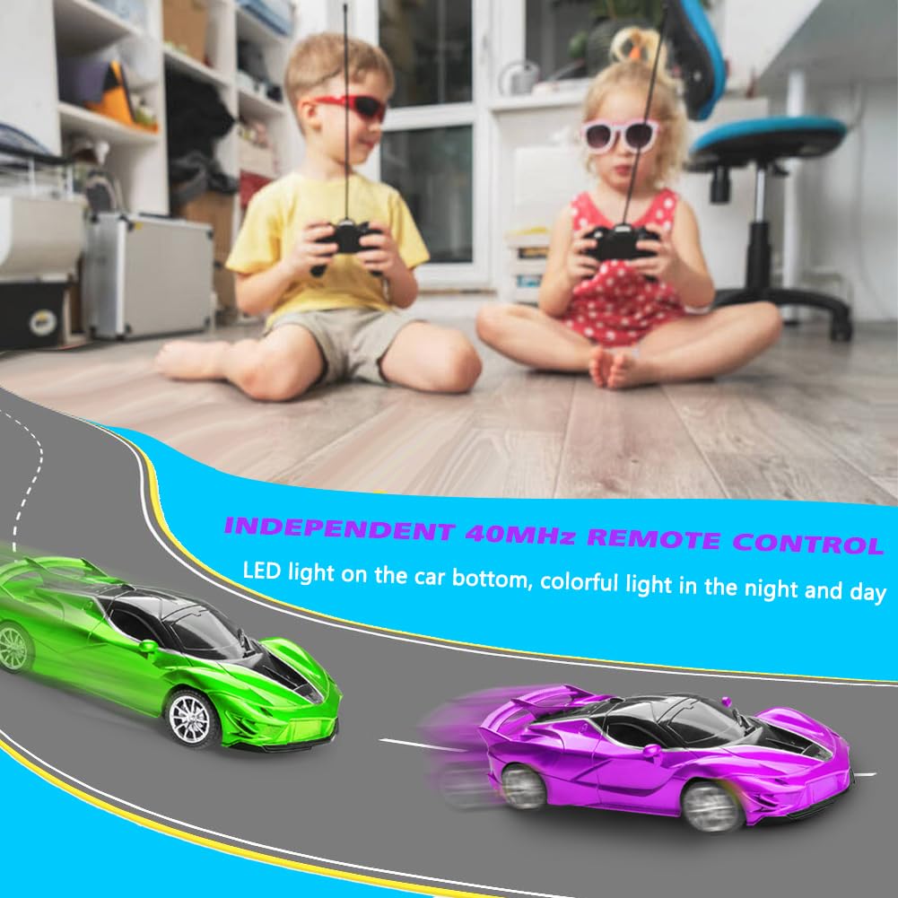 Yomwet RC Cars-Remote Control Car for Girl, 1:18 Scale Electric Remote Toy Racing, with Led Lights Rechargeable High-Speed Hobby