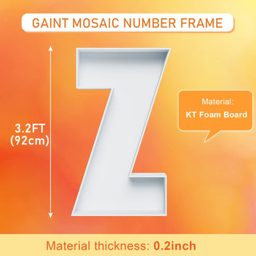 3Ft Large Marquee Letters Mosaic Balloon Frame Pre-Cut Foam Board Marquee Light Up Letters Z For Birthday Party Decorations,Wedd