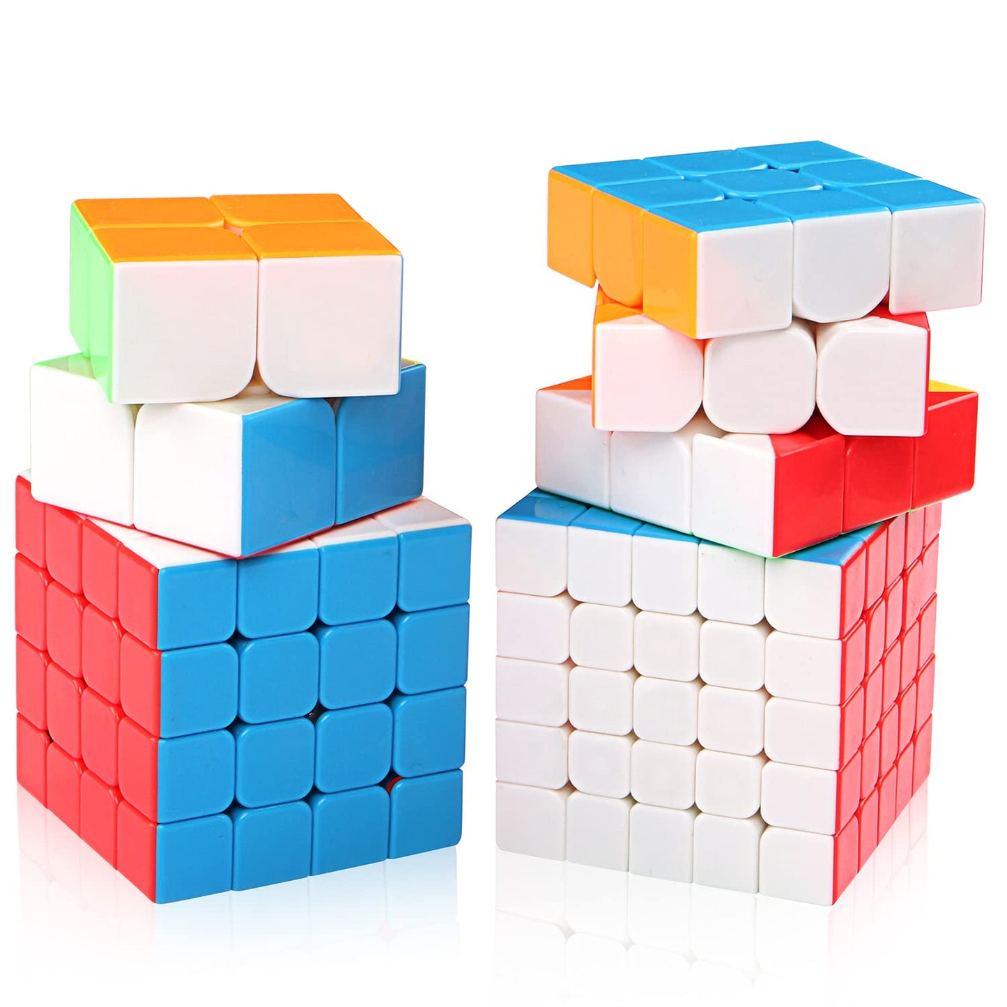 D-Fantix Speed Cube Set, Meilong Mf2S 2X2 Mf3S 3X3 Mf4S 4X4 Mf5S 5X5 Stickerless Speed Cubes Bundle With Gift Box