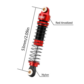 INJORA 53mm 6g Each Shocks- Absorber Oil Threaded Damper for TRX4M TRX4MT 1/18 RC Crawler Upgrade(Red)