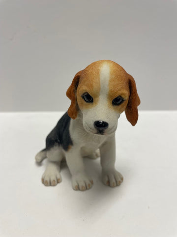 4.25 Inch Beagle Puppy Sitting Decorative Figurine, Brown And White