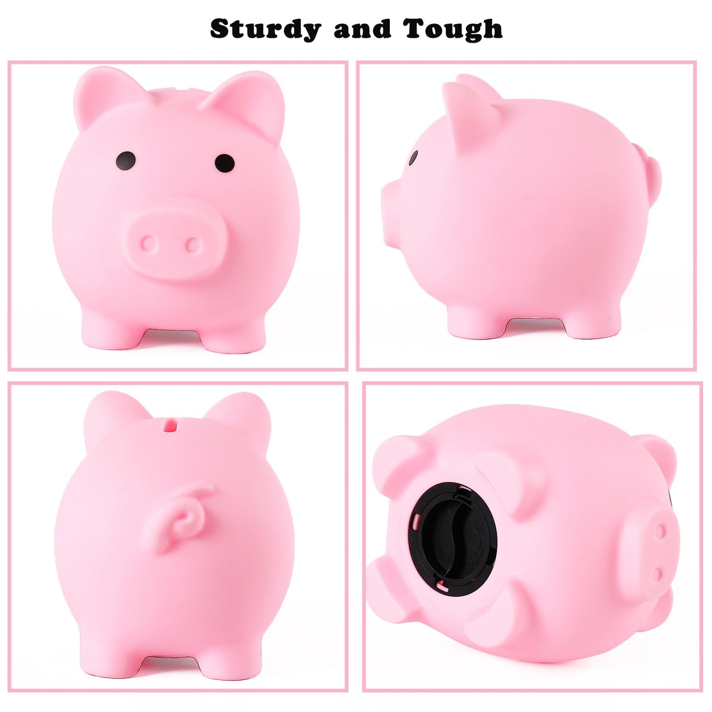 Pandaear Piggy Bank, Unbreakable Cute Plastic Coin Bank For Boys & Girls, Large Money Saving Bank, Shatterproof Pig Money Box, F