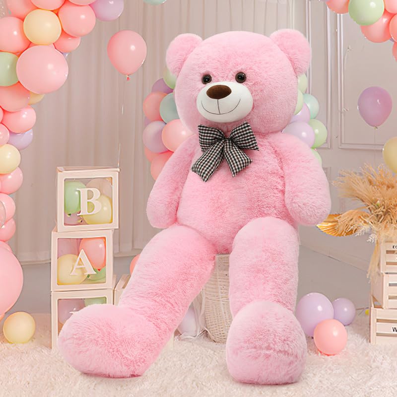 Morismos Giant Teddy Bear Stuffed Animals Purple Plush Toy For Girlfriend Kids Christmas Valentine'S Day Birthday (Pink, 47 Inches)