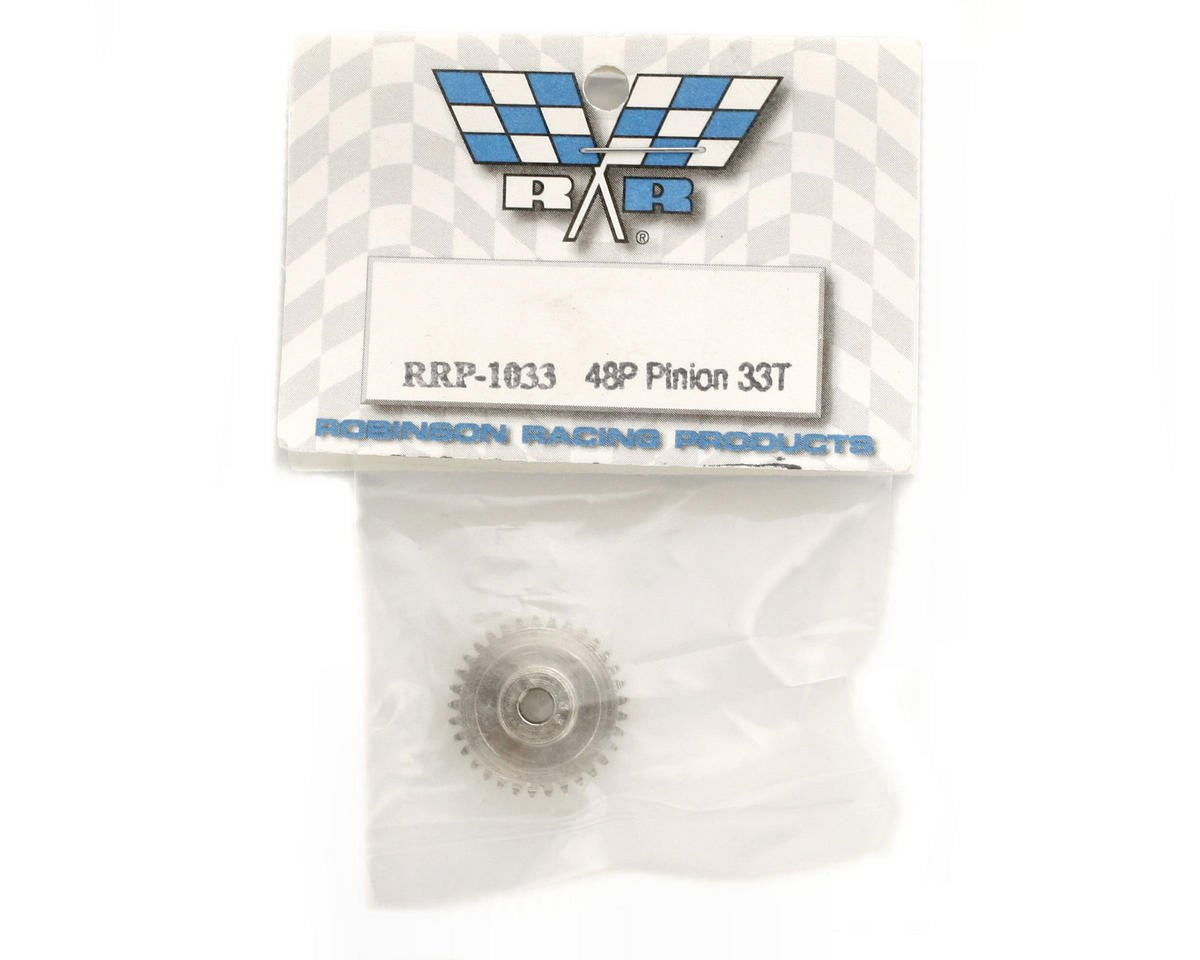 Robinson Racing 1033 Hard Nickel Plated Steel Motor Pinion Gear, 1/8'' Bore, 48 Pitch, 33 Tooth