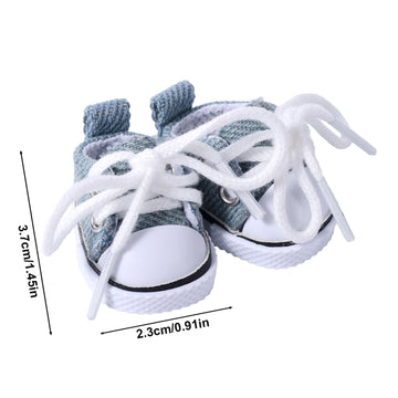 Cute Doll Shoes Blue Mini Canvas Shoes for Dolls Clothing Outfit Replacement Accessories Suitable for 15cm & 17cm Doll
