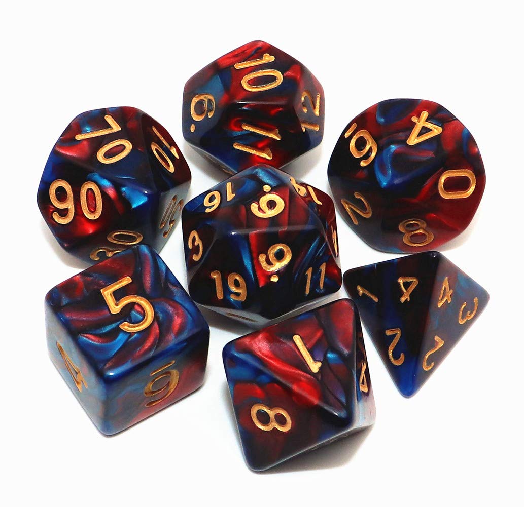 Creebuy Dnd Dice Red Blue Polyhedral Dice Set For Dungeon And Dragons Mtg Rpg D&D D20 D12 D10 D8 D6 D4