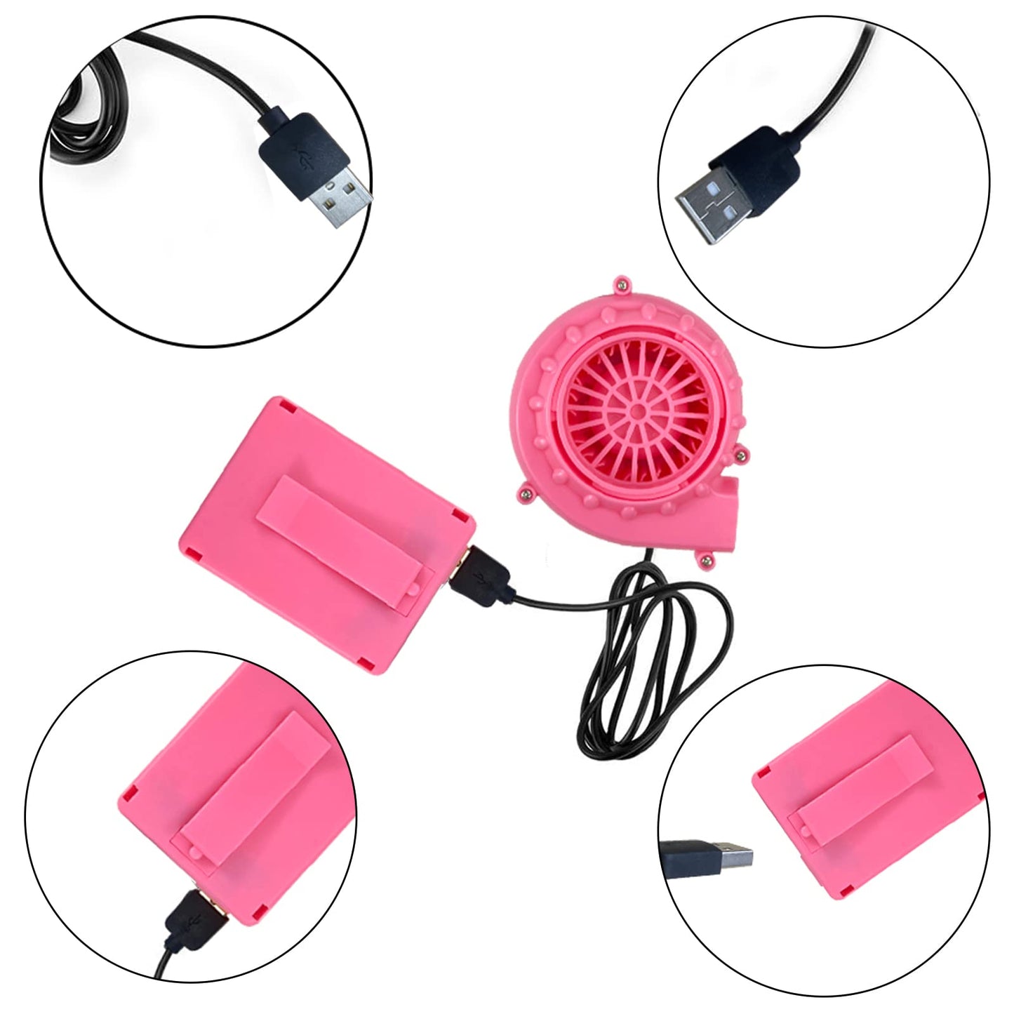 Wittocs Pink Costume Fan Mini Blower Fan For Dinosaur Halloween Inflatable Blow Up Costume(Upgraded Version)