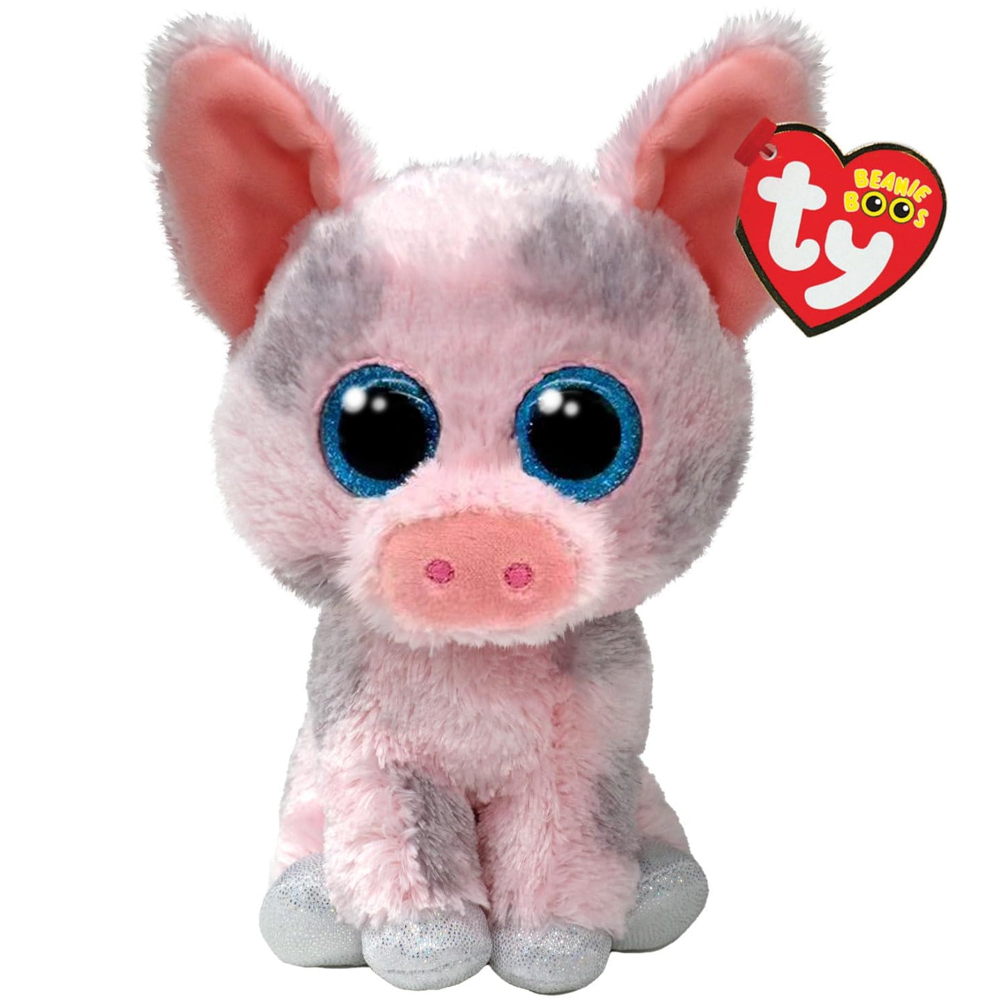 Ty Beanie Boos Hambo Plush Pig - 15 cm, Multi-coloured, Glittery Blue Eyes, Model 37318, Soft Polyester Toy