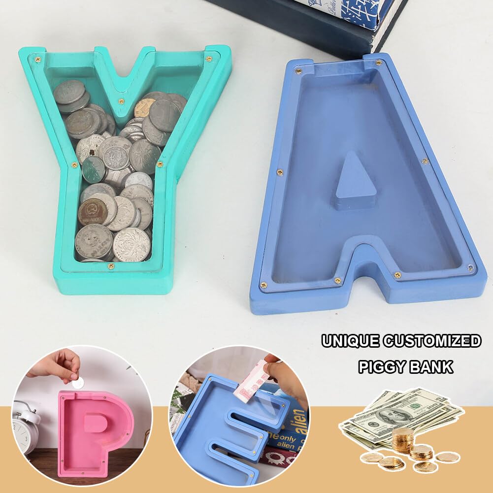Personalized Letter Piggy Bank By Wooden Piggy Bank, Creative English Alphabet Letter Storage Tank And Money Box Gift For Kids,