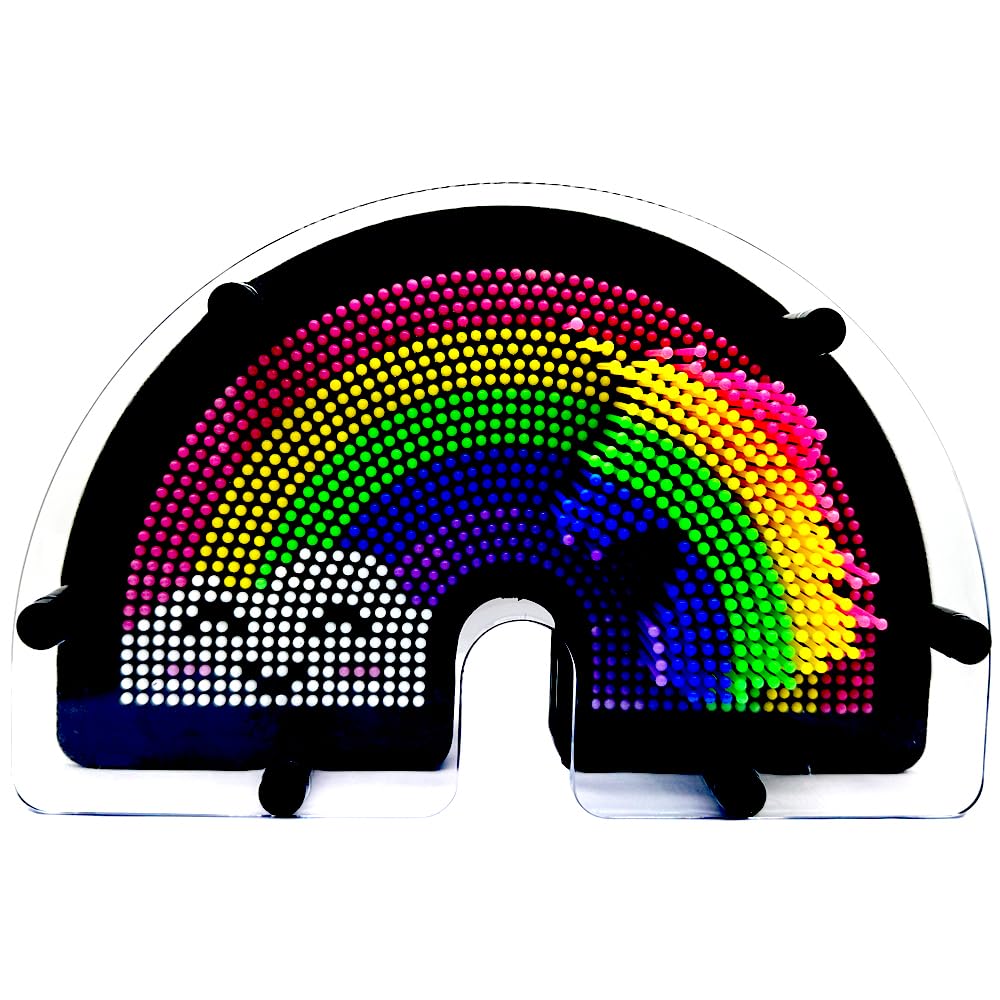 3D Pin Art Sensory Toy Size 8X4 Inches Needles Pin Impression Toy Intellectual Fun Rainbow Toys(Smiling Rainbow)