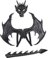 Kids Dinosaur Costume Dress Up Wings Dragon Tail Mask Set Halloween for Children Boys Girls as Dino Birthday Party Favors Gifts (black)