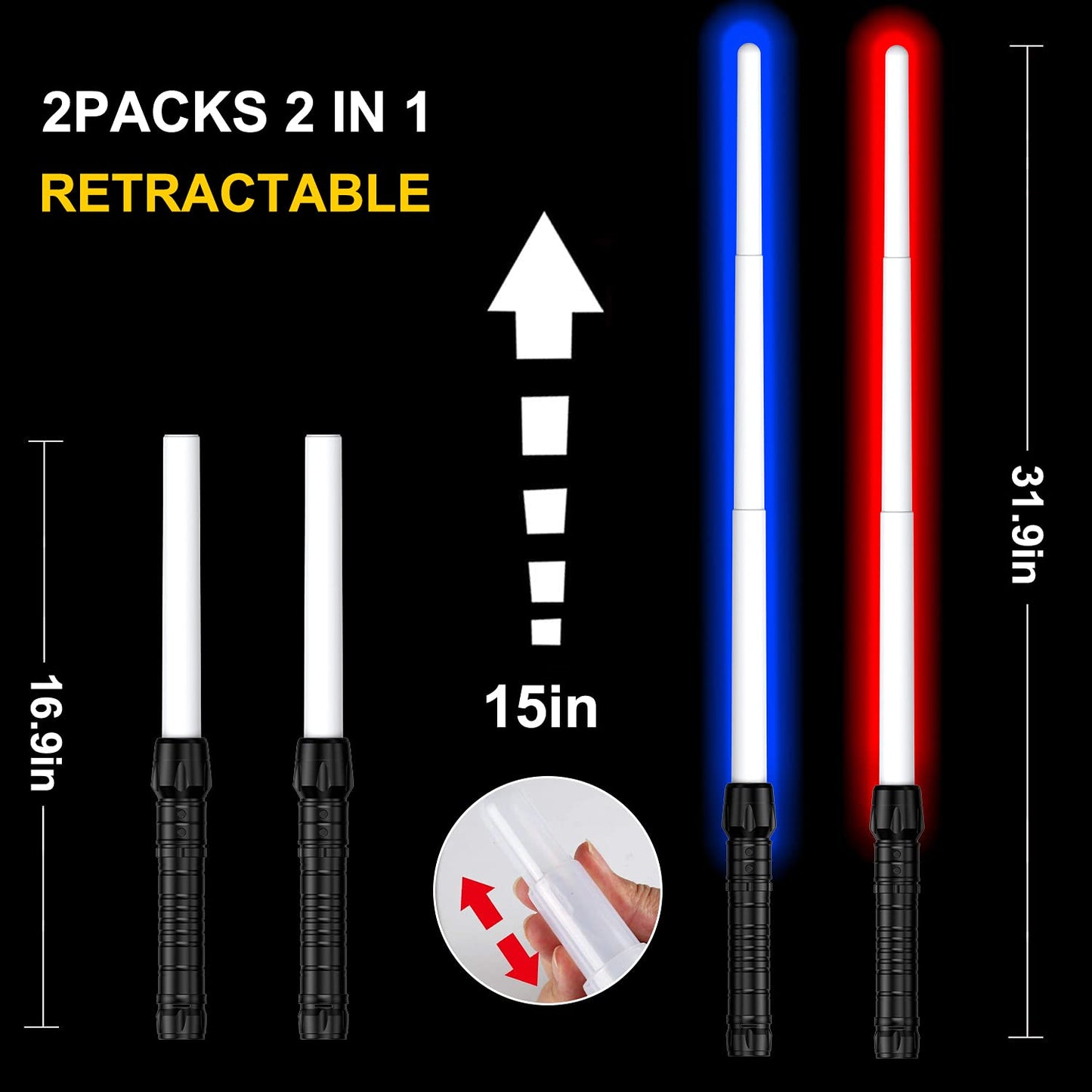 Light Sabers for Kids Light Saber with FX Sound(Motion Sensitive) and Realistic Handle Expandable Light Saber Set for Halloween Dress Up Parties Xmas Present Galaxy War Fighters and Warriors