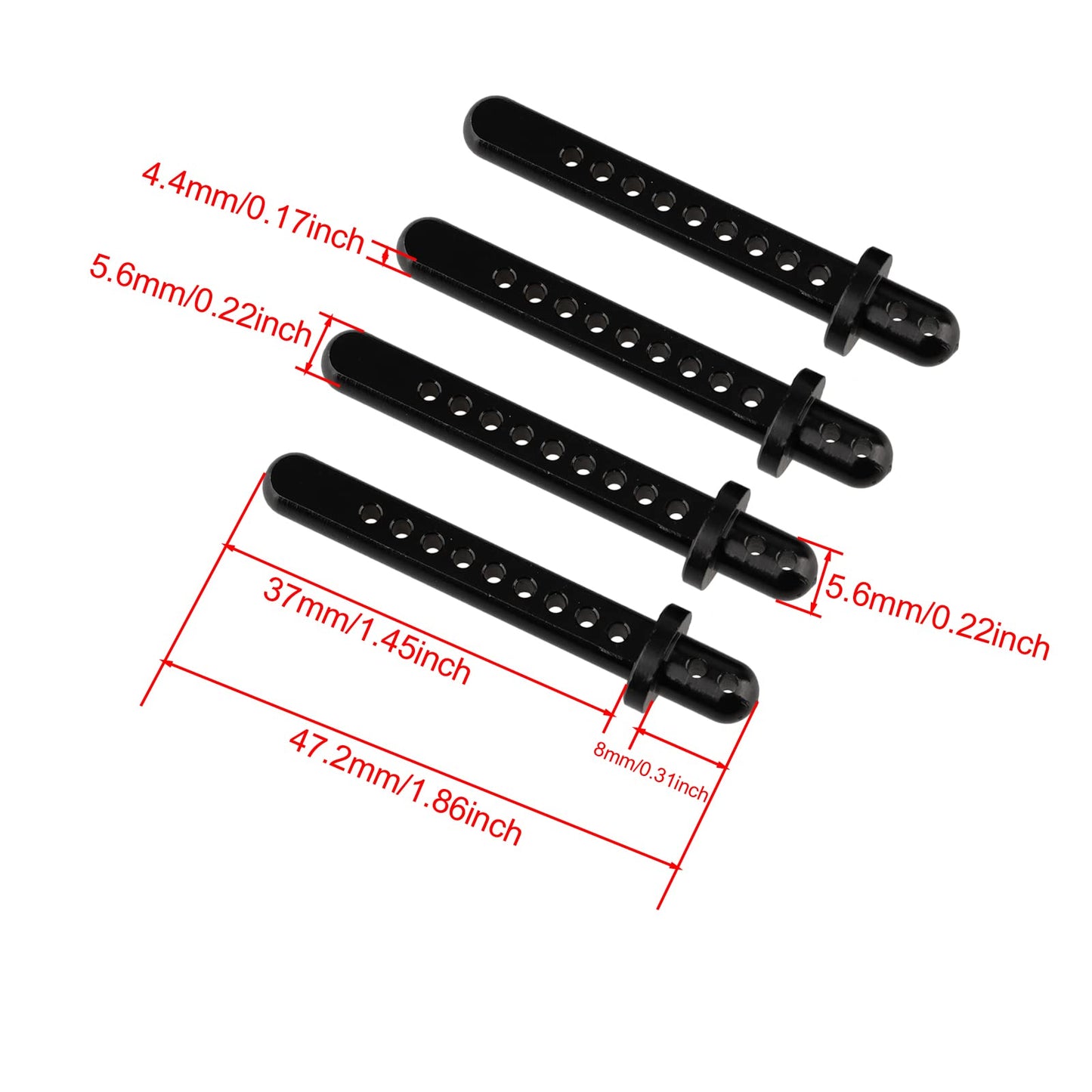 Shaluoman RC Aluminum Body Post Mounts for AXIAL 1:10 SCX10 Upgrade Parts Black Pack of 4