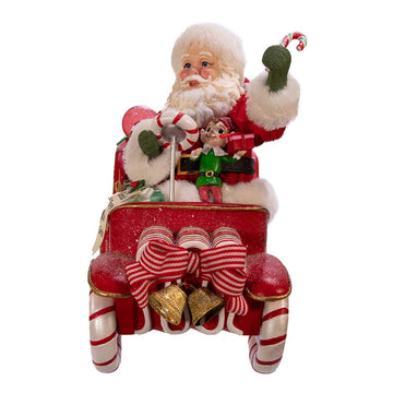 Kurt S. Adler Kurt Adler 8.5-Inch Fabriché Musical Candy Car Santa, Multi